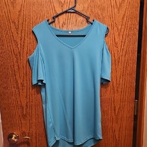 Teal Cold Shoulder Women's Top